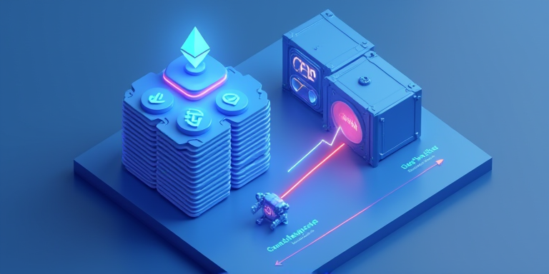 ETH 抵押率随价格下跌触发清算机器人示意