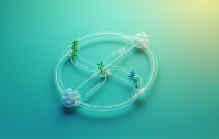 一张套利闭环的抽象示意图,四个节点圆环连接 DEX、赎回队列、原生提款、价格回归,用箭头表示资金循环方向,配色蓝绿低饱和,几何线条风