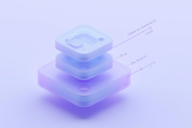 一张概念示意图:多层透明圆盘叠放,从底到顶依次标注 ETH、staked ETH、LSD、Restaked ETH、LRT,旁边小箭头标注"风险线性叠加"